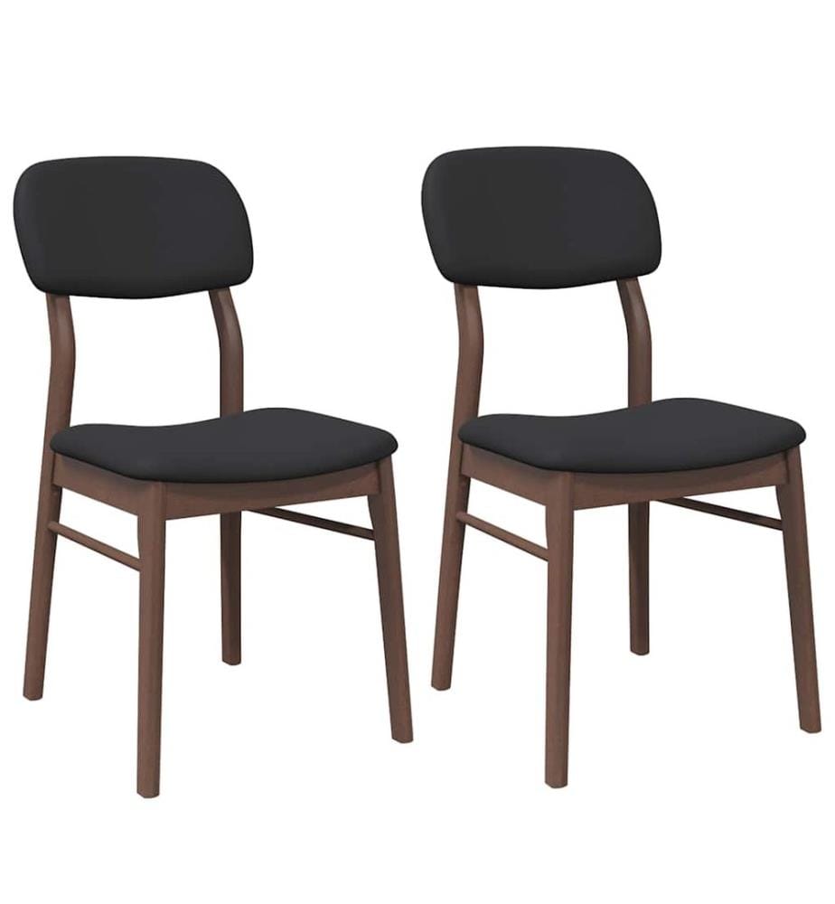 Chaises à manger coussins 2 pcs marron bois massif caoutchouc