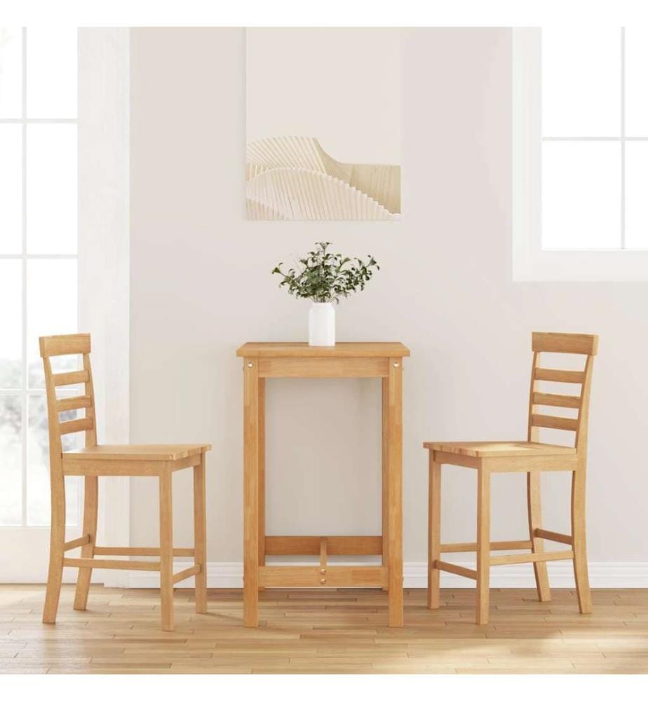 Tabourets de bar 2 pcs naturel bois massif d'hévéa