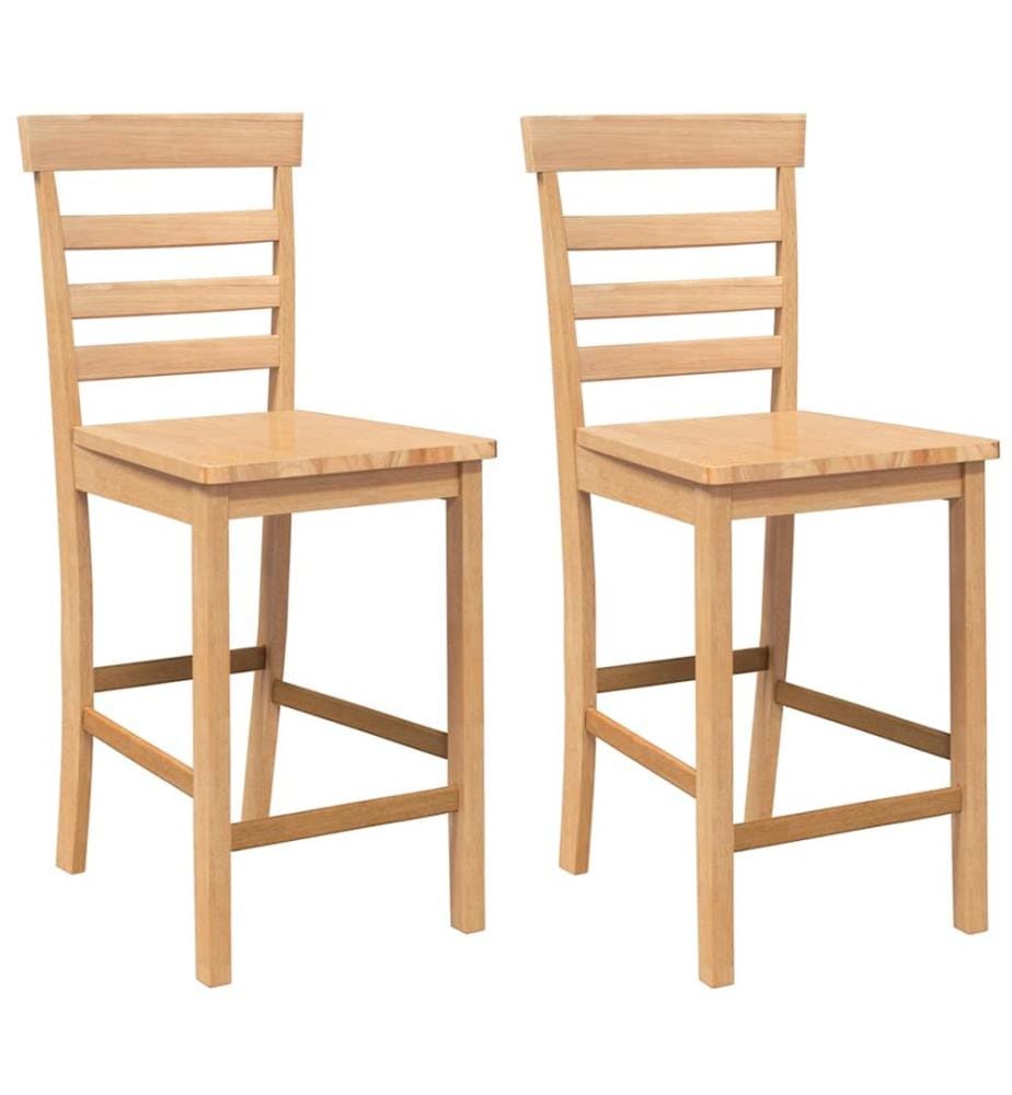 Tabourets de bar 2 pcs naturel bois massif d'hévéa