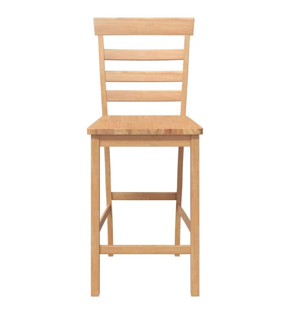 Tabourets de bar 2 pcs naturel bois massif d'hévéa