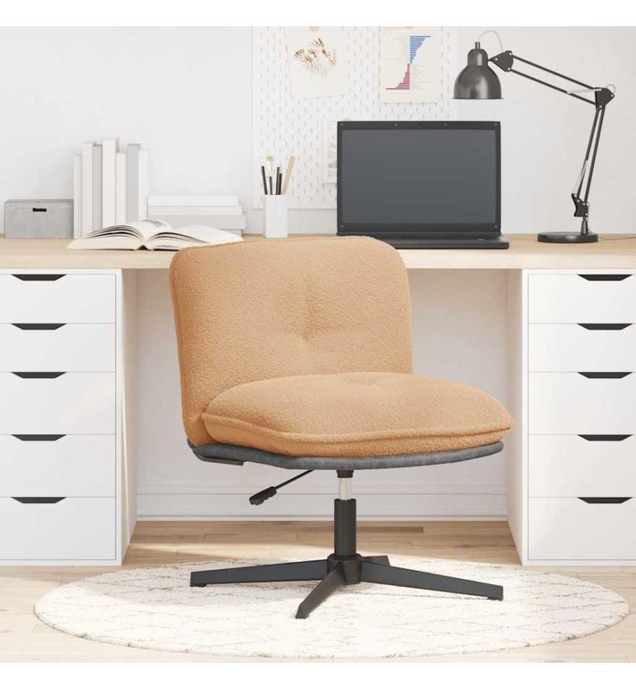 Chaise pivotante de bureau beige bouclé comme de la laine tissu