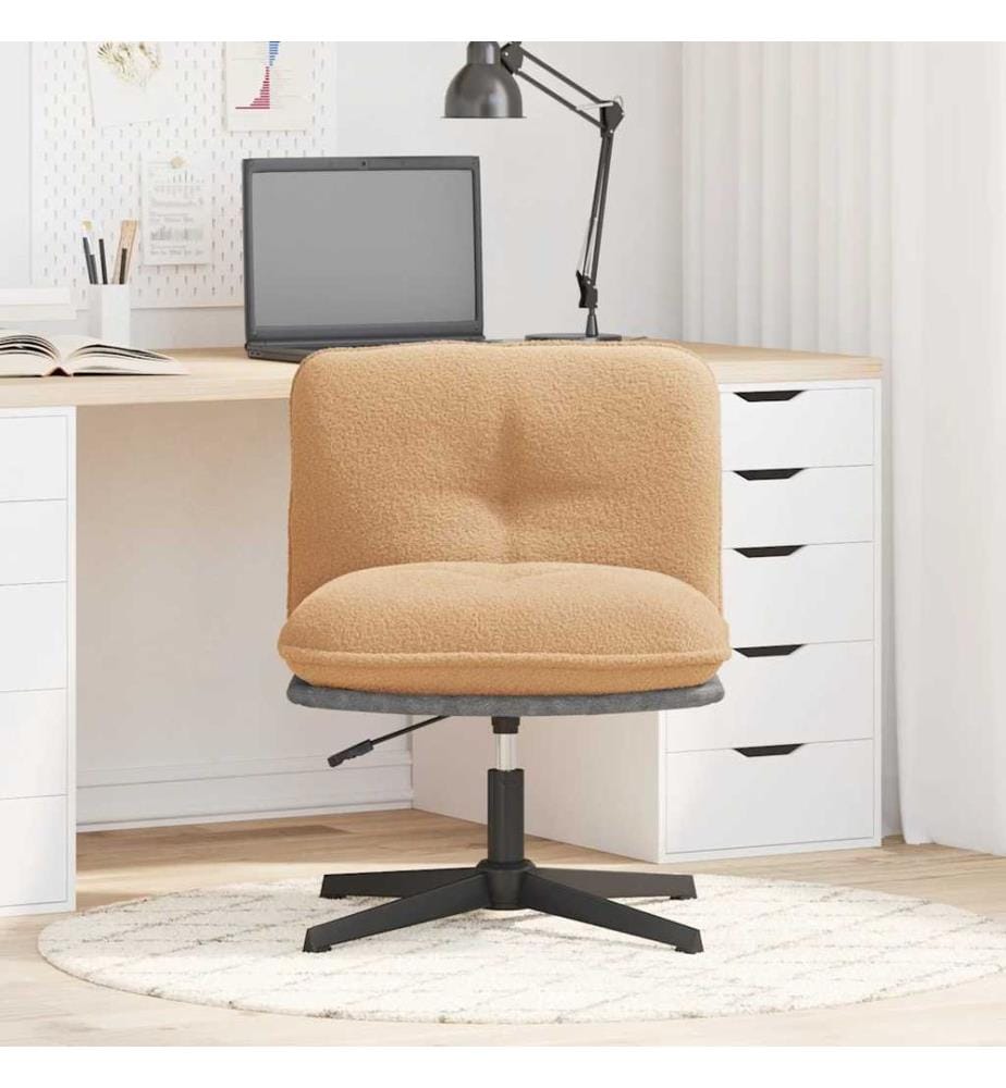 Chaise pivotante de bureau beige bouclé comme de la laine tissu