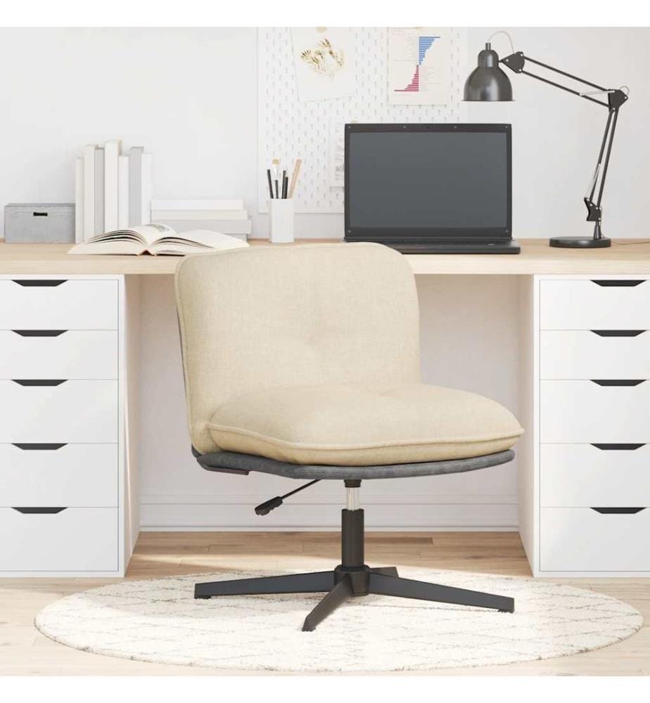 Chaise pivotante de bureau Crème Tissu