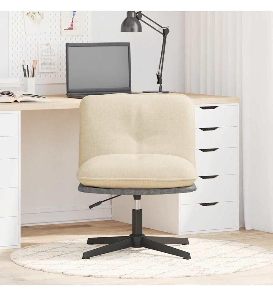 Chaise pivotante de bureau Crème Tissu