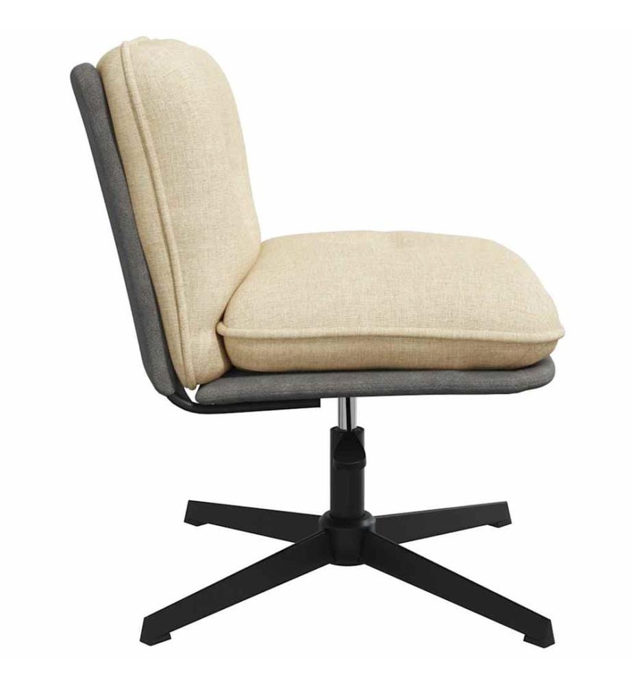 Chaise pivotante de bureau Crème Tissu