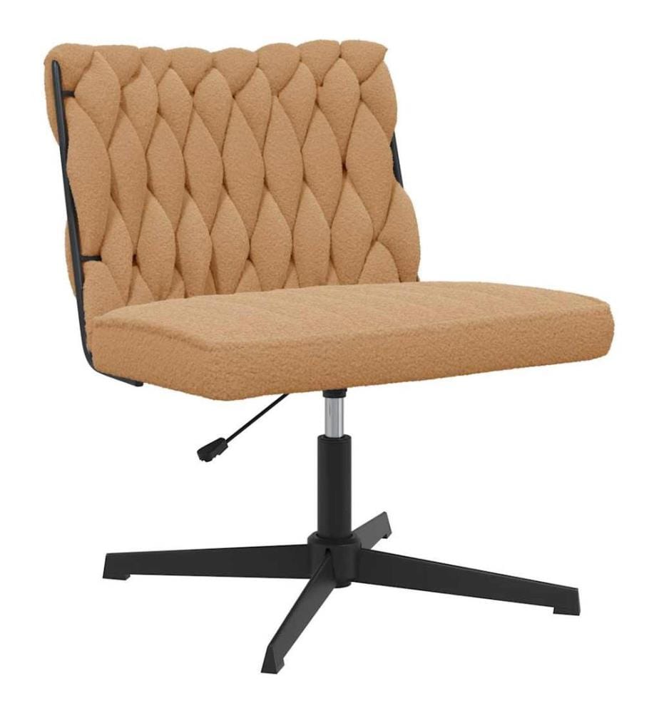 Chaise pivotante de bureau beige bouclé comme de la laine tissu