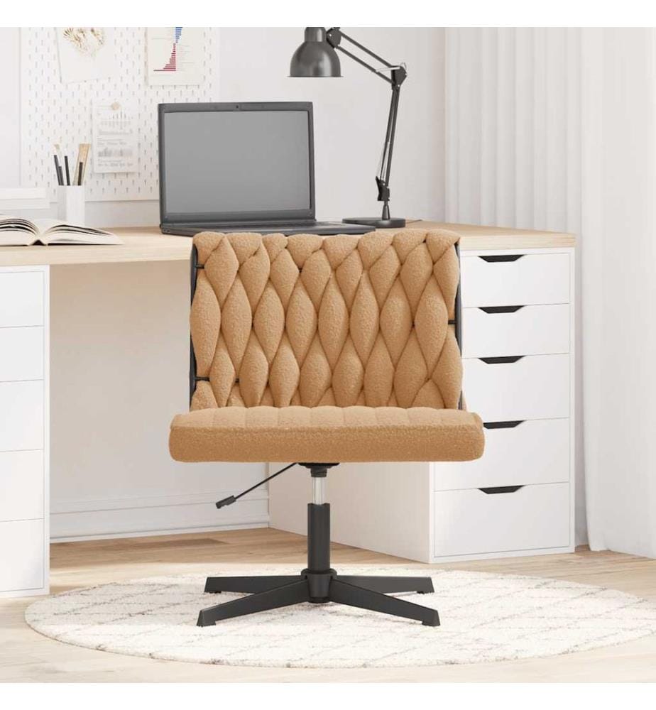 Chaise pivotante de bureau beige bouclé comme de la laine tissu