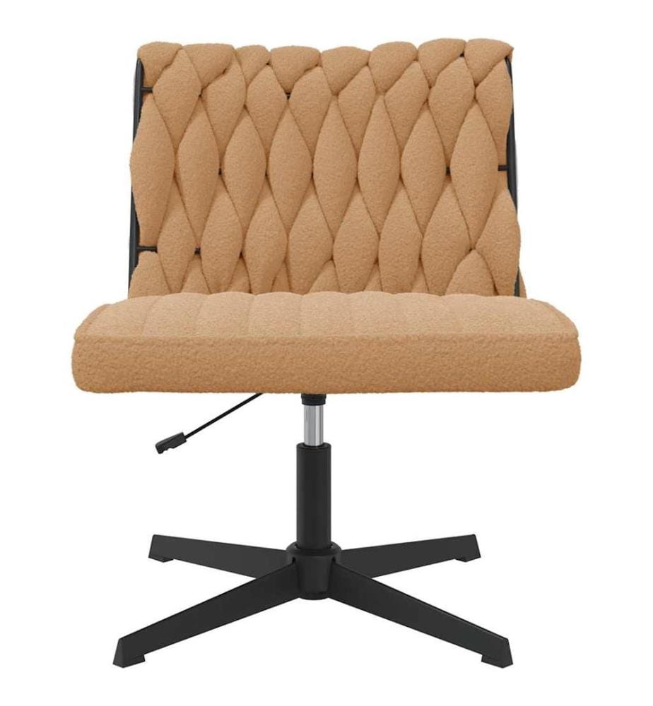 Chaise pivotante de bureau beige bouclé comme de la laine tissu