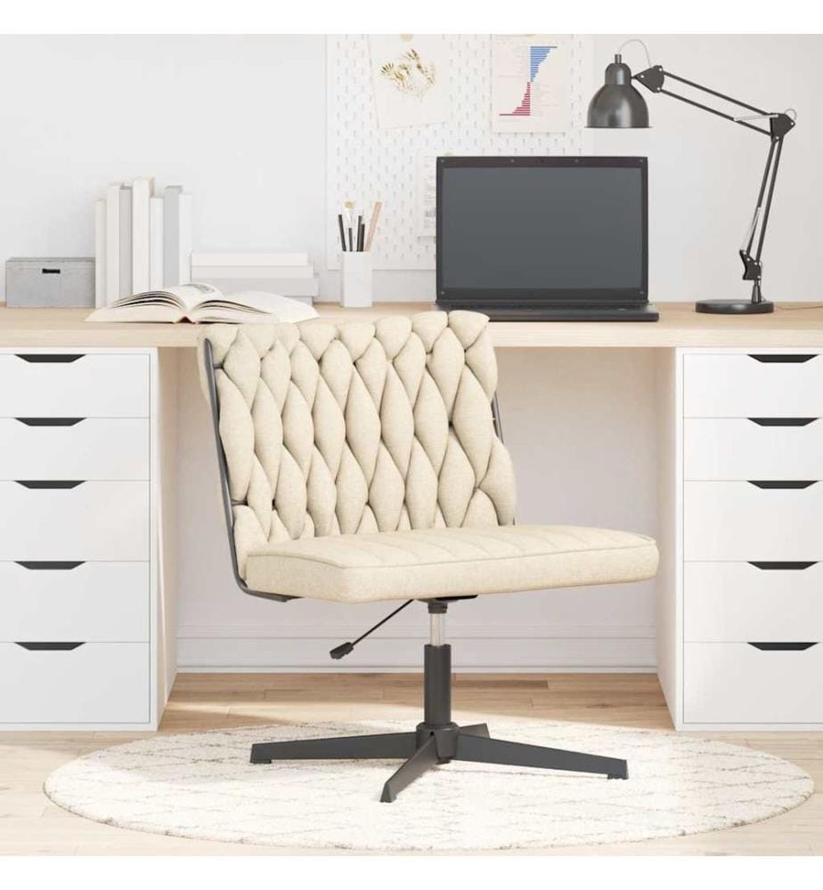 Chaise pivotante de bureau Crème Tissu