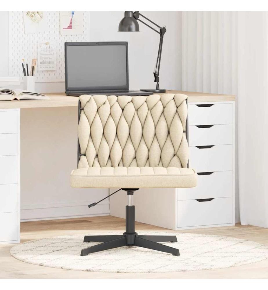 Chaise pivotante de bureau Crème Tissu
