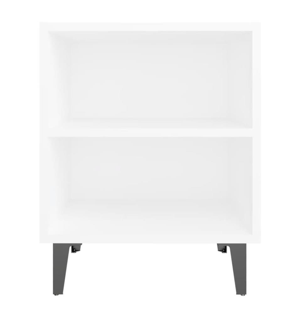 Table de chevet avec pieds en métal blanc 40x30x50 cm