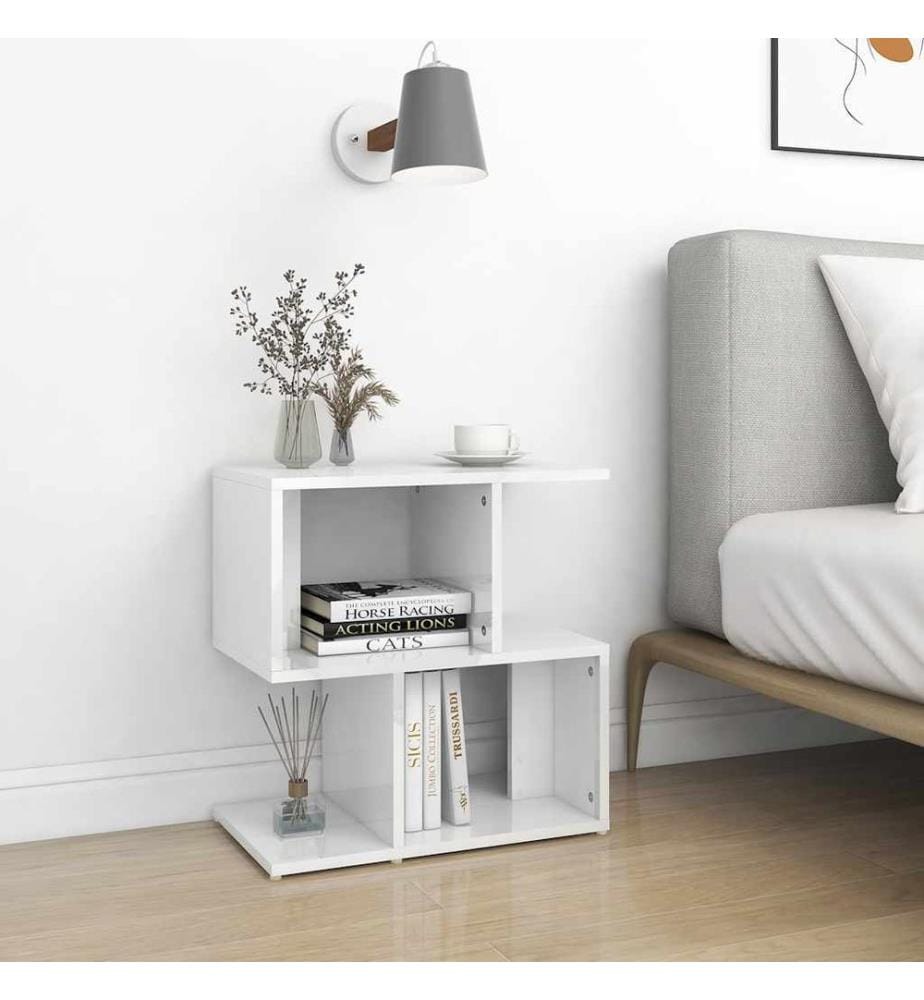 Tables de chevet 2 pcs blanc brillant bois d'ingénierie