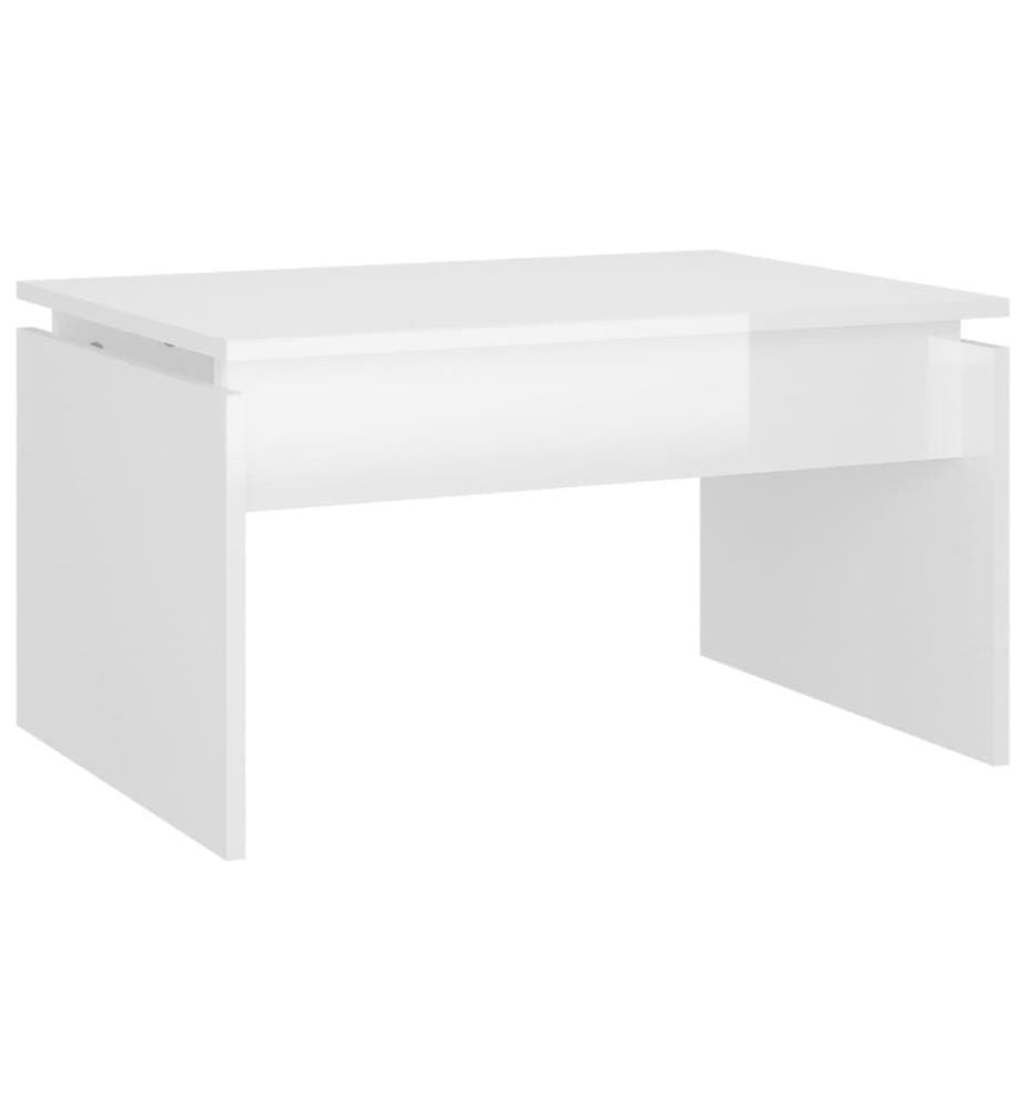 Table basse blanc brillant 68x50x38 cm bois d'ingénierie