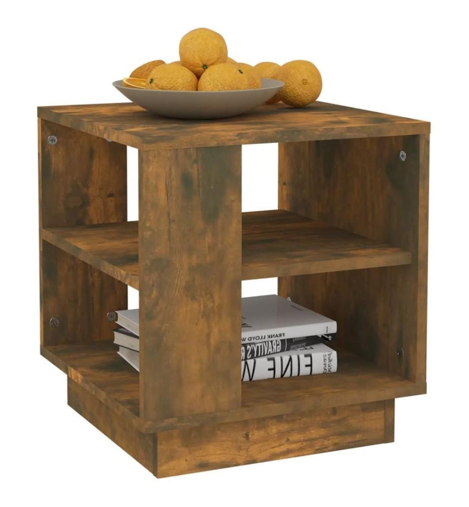 Table basse chêne fumé 40x40x43 cm bois d'ingénierie