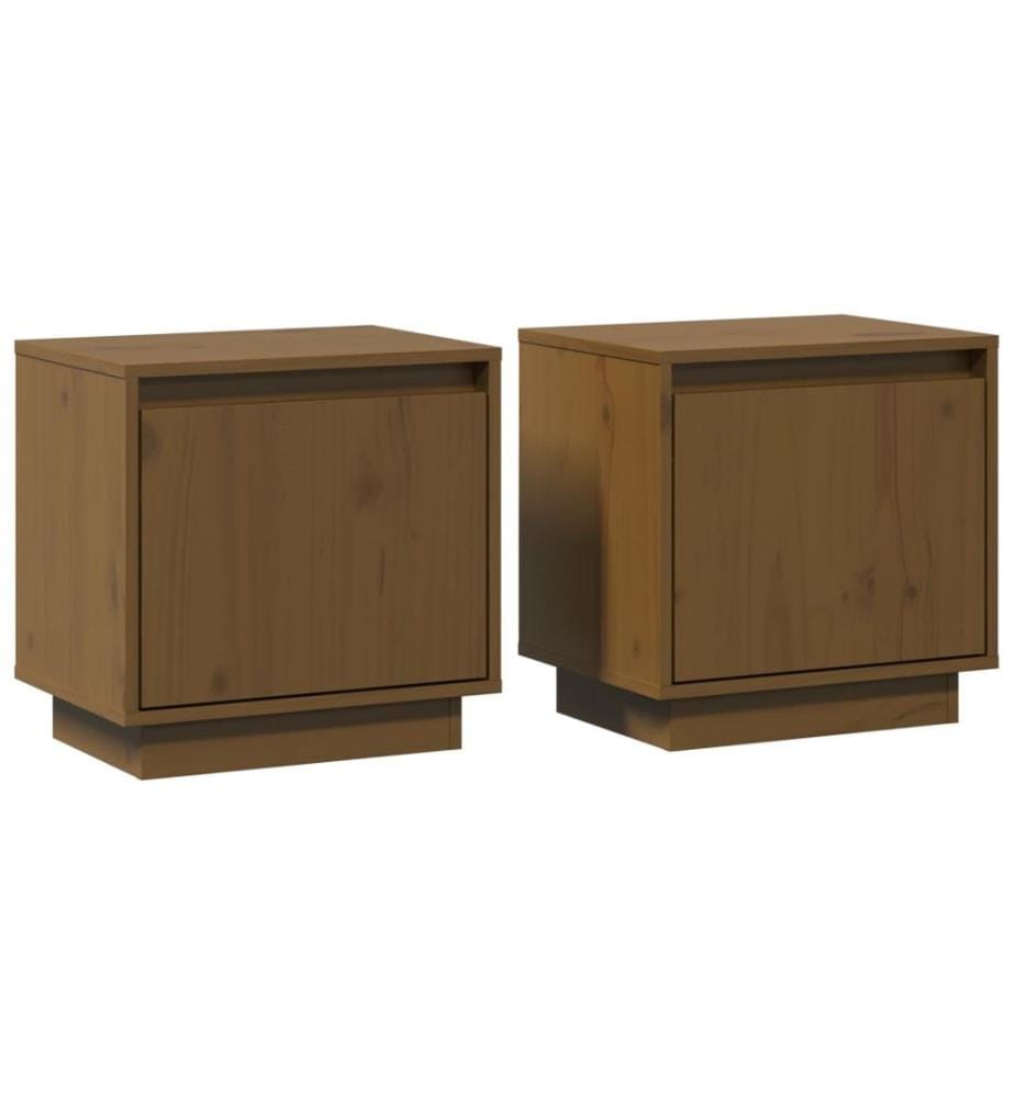 Tables de chevet 2pcs Marron miel 40x30x40cm Bois de pin solide