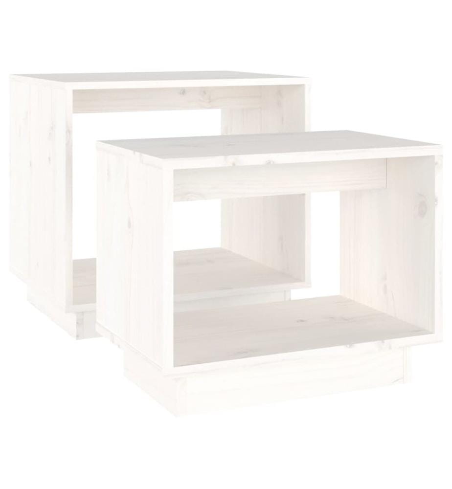 Satztische 2 Stk. Weiss Massivholz Kiefer