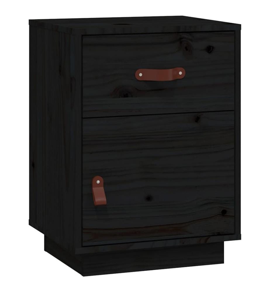 Nachttisch Schwarz 40x34x55 cm Massivholz Kiefer