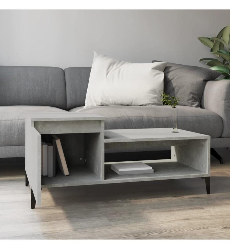 Table basse Gris béton 100x50x45 cm Bois d'ingénierie
