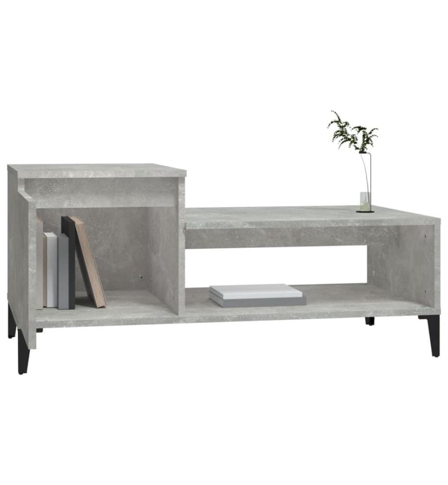 Table basse Gris béton 100x50x45 cm Bois d'ingénierie