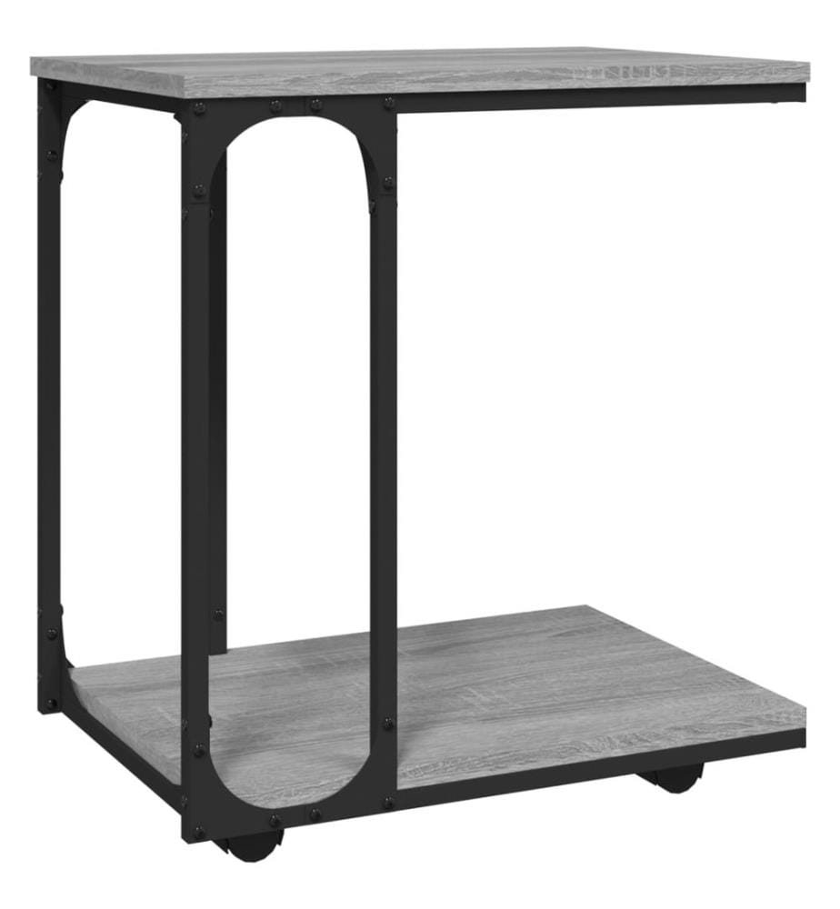 Beistelltisch mit Rollen Grau Sonoma 50x35x55,5cm Holzwerkstoff