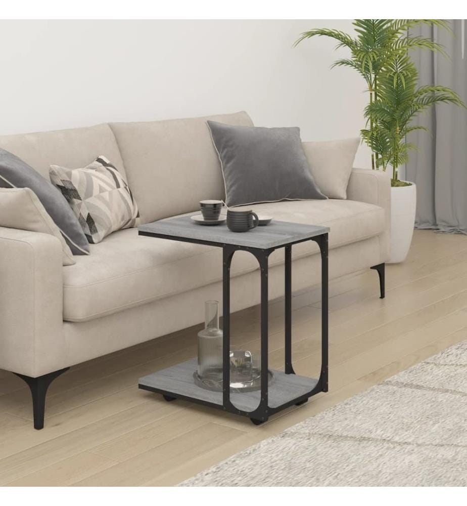 Beistelltisch mit Rollen Grau Sonoma 50x35x55,5cm Holzwerkstoff