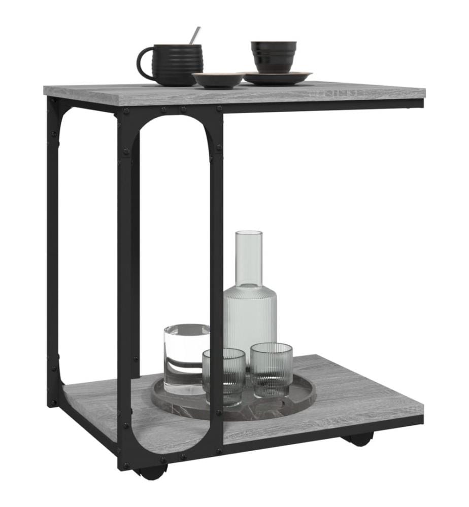 Beistelltisch mit Rollen Grau Sonoma 50x35x55,5cm Holzwerkstoff