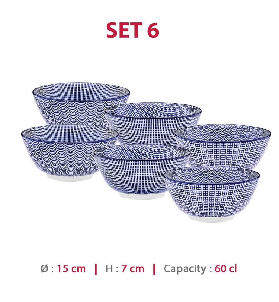 Set aus 6 Schalen Ø15 Cm - Dunkelblau