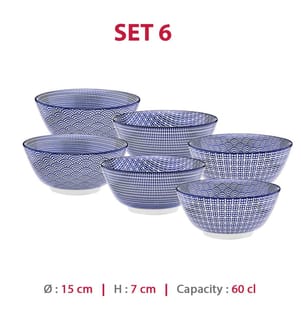Set aus 6 Schalen Ø15 Cm - Dunkelblau