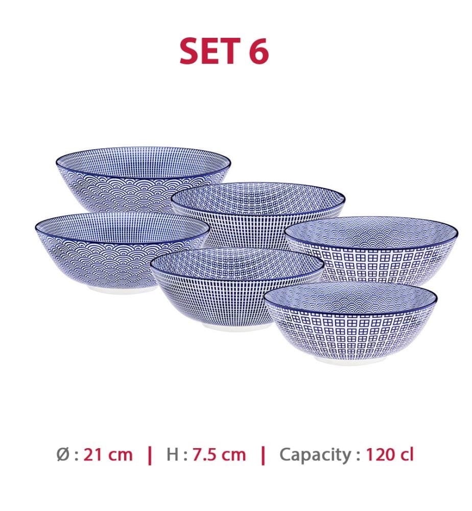Set aus 6 Schalen Ø21 Cm - Dunkelblau