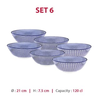 Set aus 6 Schalen Ø21 Cm - Dunkelblau