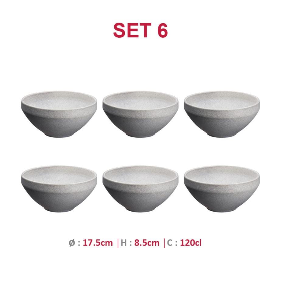 6er-Set Steinschalen Ø17,7 Cm - Moon Grey