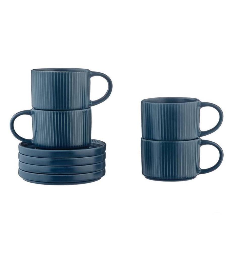 Tazze Scandi 15cl e piattino Ø12cm - 8 pezzi - Blu navy