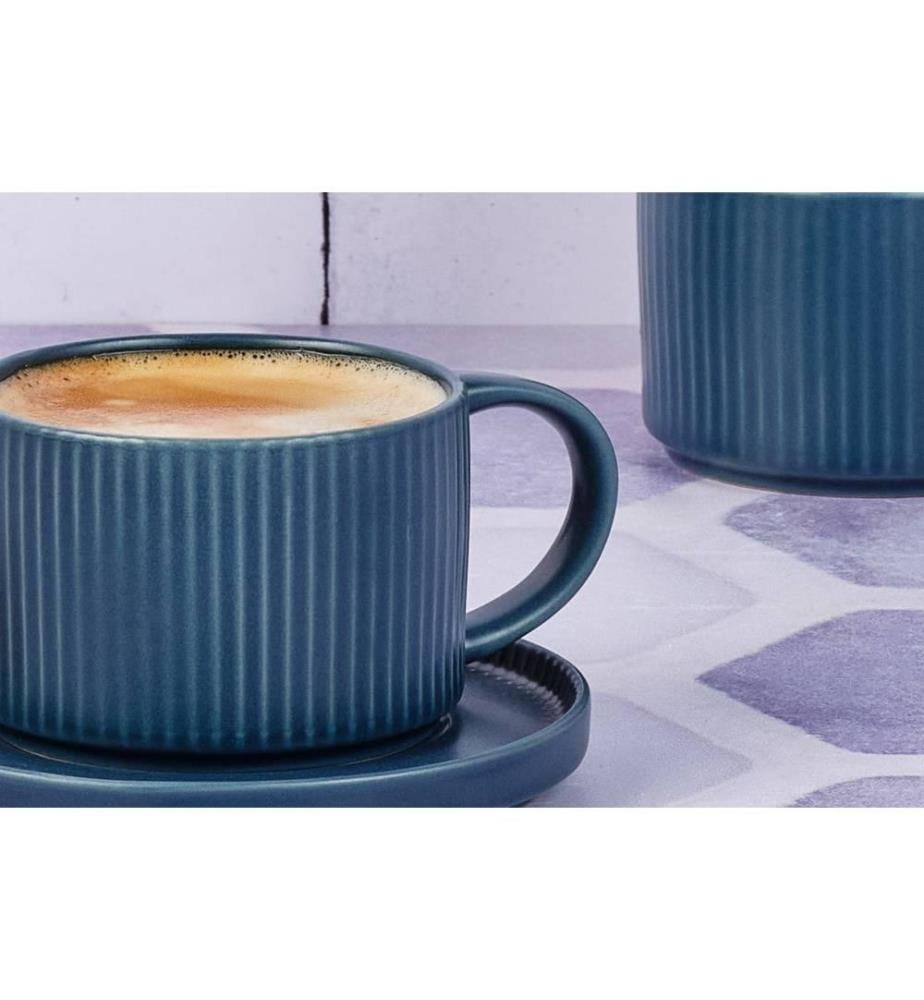 Tazze Scandi 15cl e piattino Ø12cm - 8 pezzi - Blu navy