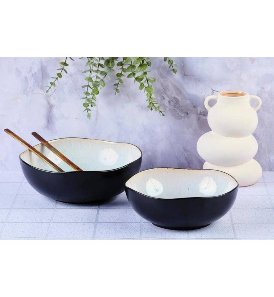 2 Salatschüsseln Iris Ø 24 Cm Und Ø 28,5 Cm - Weiss Elfenbein