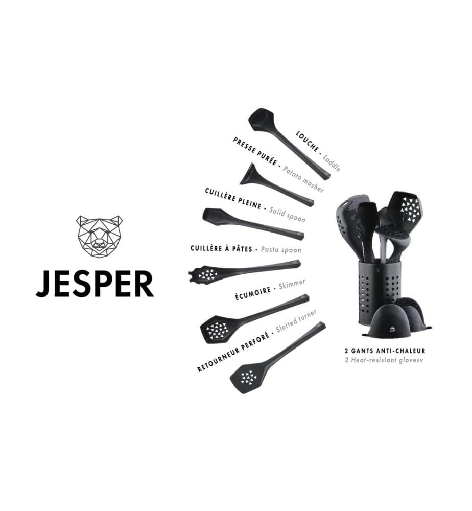 Lot de 9 ustensiles de cuisine en thermoplastique JESPER - Noir