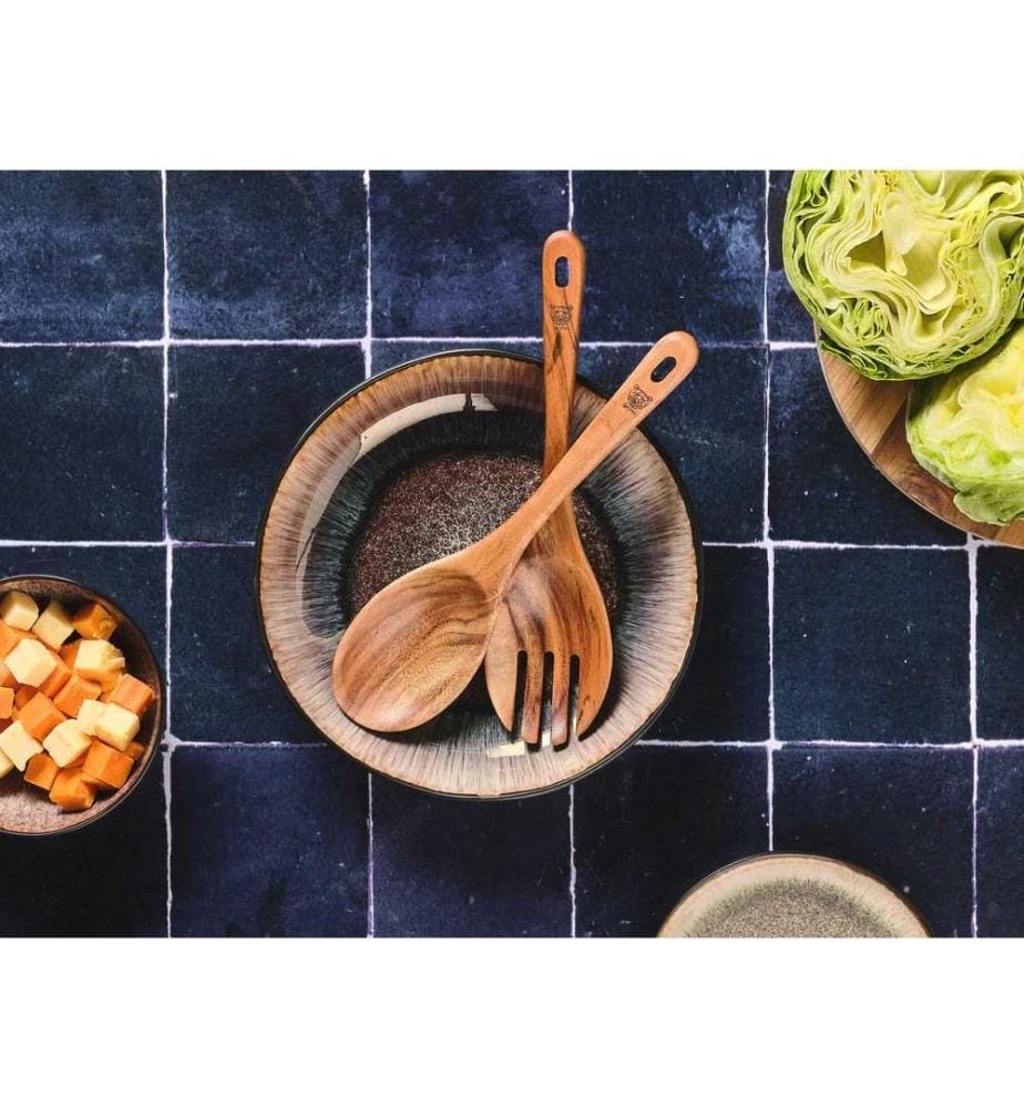 Lot de 2 couverts à salade en bois d'acacia ESKIL - Brun