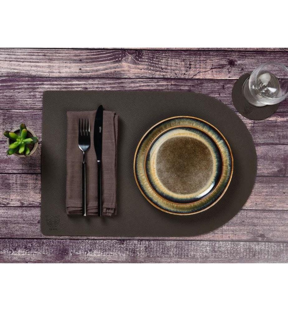 Set di 6 sottobicchieri rotondi reversibili - arancione e marrone