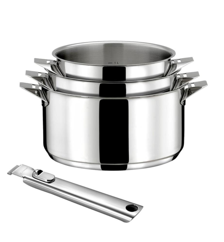 Eclipse Set di 3 pentole in acciaio inox da 16/18/20 cm con manico