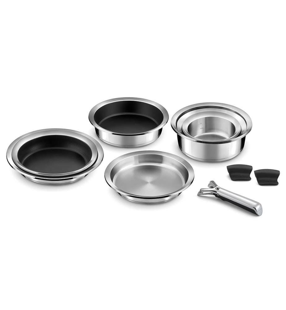 Padella in acciaio inox da 24 cm con finitura a specchio e manico Ycône
