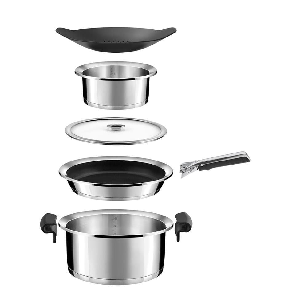 Padella in acciaio inox da 24 cm con finitura a specchio e manico Ycône