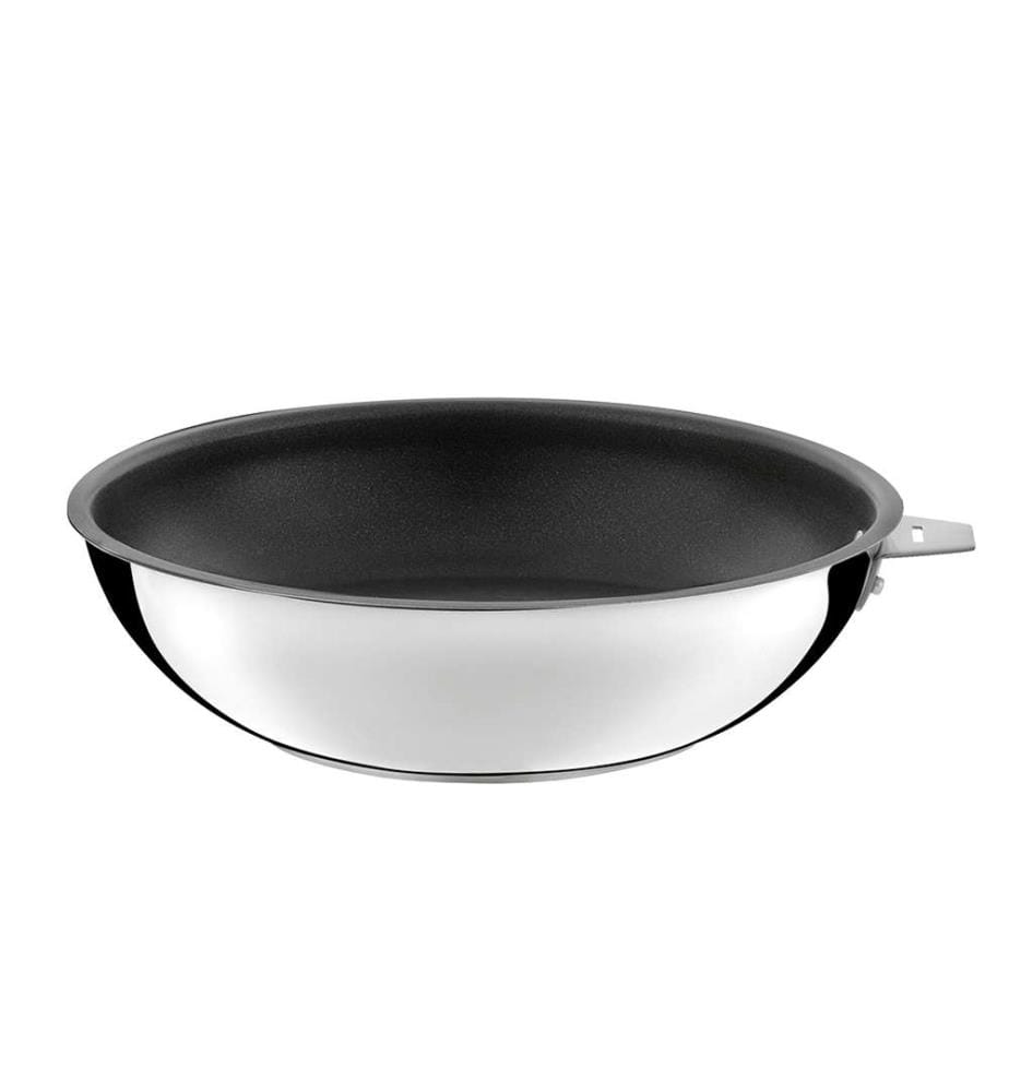 Malice - Wok da 28 cm con rivestimento in ceramica, coperchio e manico neri