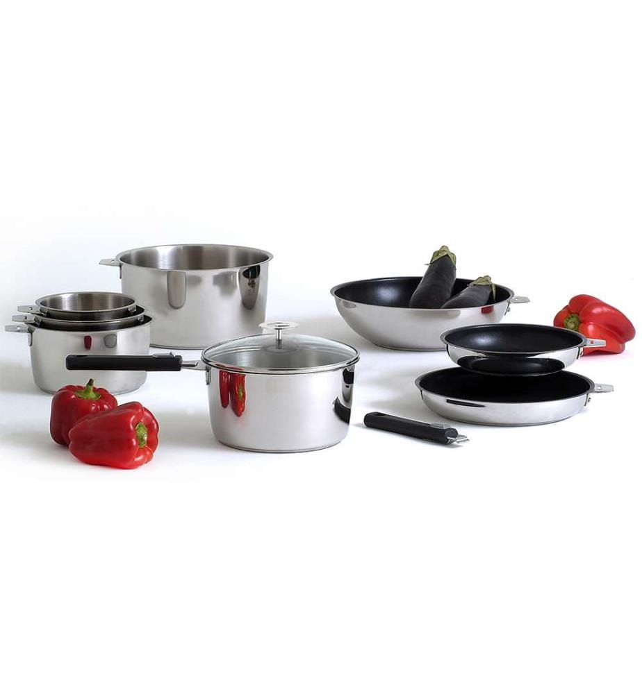 Malice - Set di 2 padelle rivestite in ceramica da 20/24 cm con manico nero