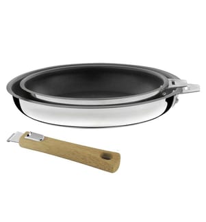 Malice - Set di 2 padelle 20/24 cm con rivestimento in ceramica e manico in legno chiaro