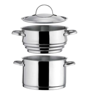 Elysée - 1 pentola in acciaio inox da 24 cm con coperchio e 1 vaporiera universale