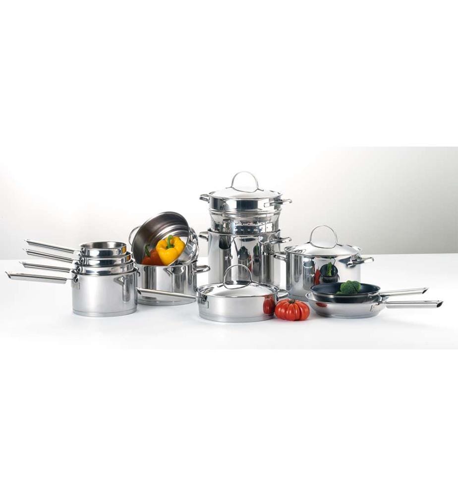 Elysée - 1 pentola in acciaio inox da 24 cm con coperchio e 1 vaporiera universale
