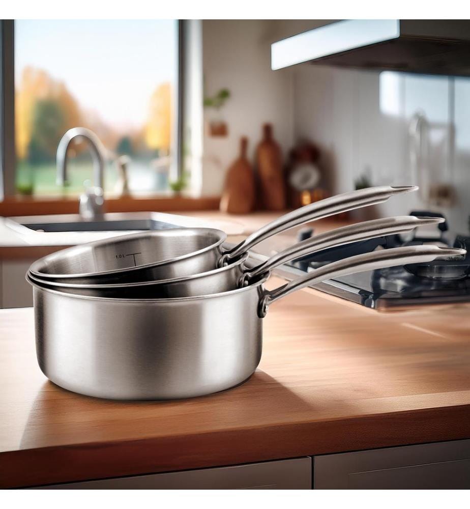 Set di 3 pentole Gourmet in acciaio inox da 16/18/20 cm