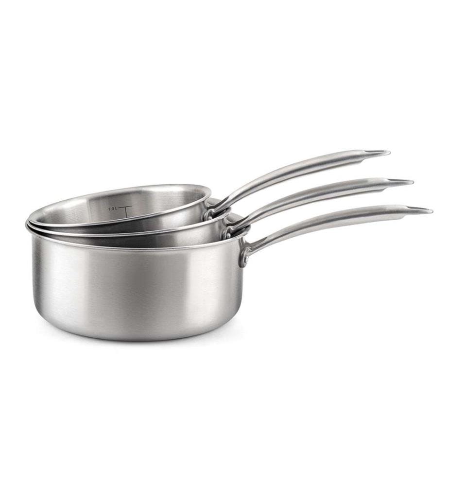 Gourmet - Set di 3 pentole in acciaio inox da 16/18/20 cm + 1 padella in acciaio inox da 32 cm