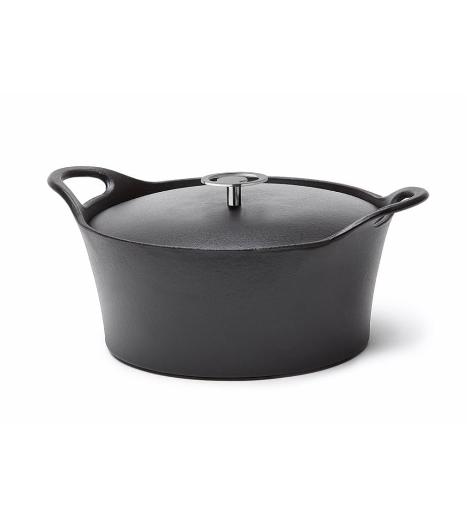 Cocotte Ronde 20cm in ghisa smaltata nera con coperchio Volcan