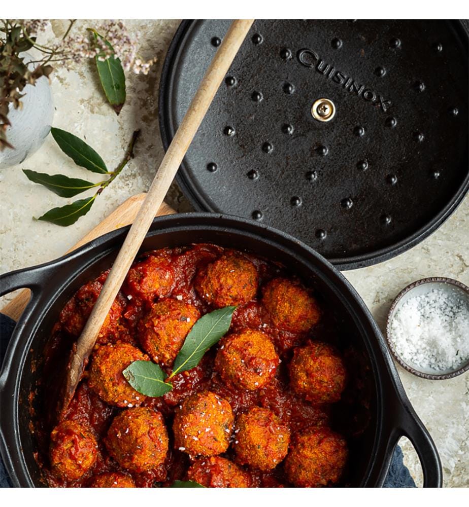Cocotte Ronde 20cm in ghisa smaltata nera con coperchio Volcan