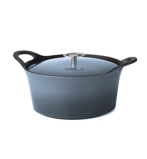 Cocotte Ronde 20 cm in ghisa smaltata blu denim con coperchio Volcan